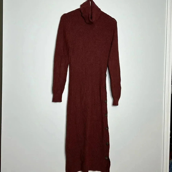 Hippie Rose Sweater Dress with Side Buttons - Picture 1 of 9